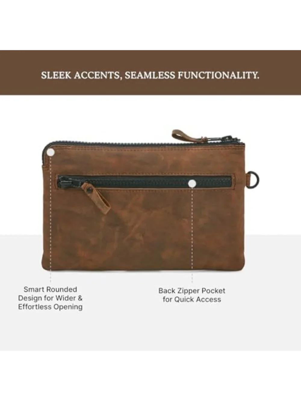 Stylish Leather Wristlet Wallet Clutch for Women with Cell Phone Slot & Card